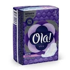 Прокладки женские Ola ультра найт ночные ультратонкие шелковистая поверхность с ионами серебра 7 шт.