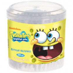 Ватные палочки Губка Боб стакан 200 шт.