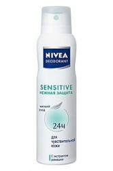Дезодорант-антиперспирант для женщин Nivea сенситив нежная защита для чувствительной кожи спрей 150 мл