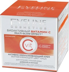 Крем для лица Eveline Активно омолаживающий выравнивающий цвет лица Биоактивный витамин C 6 компонентов 50 мл