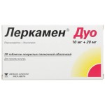 Леркамен Дуо, таблетки покрытые оболочкой пленочной 10 мг+20 мг 28 шт