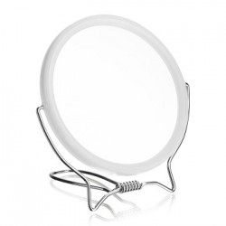 Зеркало для макияжа и бритья QVS двустороннее обычное и с 3-кратным увеличением прозрачная рамка