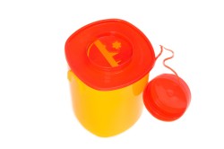 Емкость-контейнер (с иглосъемником) для сбора острого инструментария класс Б без ручки высота 15 см 1.5 л