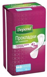 Прокладки при недержании для женщин Depend нормал 12 шт.