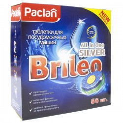 Таблетки для посудомоечных машин 56 шт. Paclan Брилео сильвер