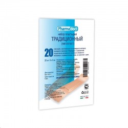 Пластырь Pharmadoct Традиционный (мегапласт) на полимерной основе (экономичная упаковка) р. 6смх2см 20 шт.